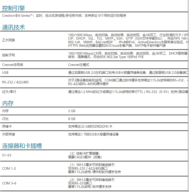 Crestron快思聪AV4产品资料